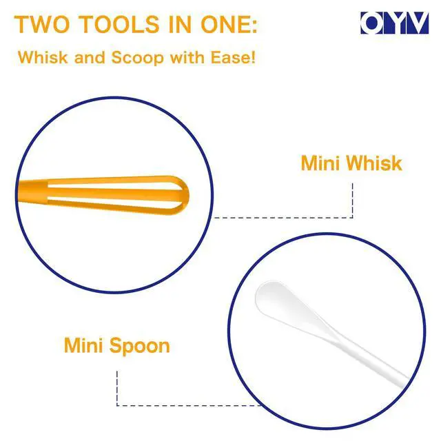 Alt view image 2 of 7 - 2-In-1 Mini Whisk and Spoon, Set of 2, 8.5-Inch, White/Yellow | Flexible And Lightweight, Comfortable Long Handle, Easy To Store, BPA-Free, For Eggs, Sauces, Coffee And Hot Chocolate