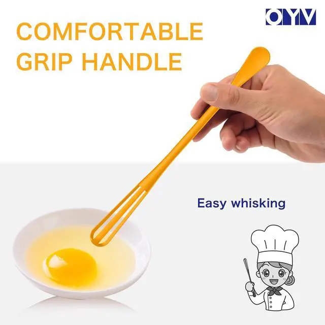 Alt view image 5 of 7 - 2-In-1 Mini Whisk and Spoon, Set of 2, 8.5-Inch, White/Yellow | Flexible And Lightweight, Comfortable Long Handle, Easy To Store, BPA-Free, For Eggs, Sauces, Coffee And Hot Chocolate