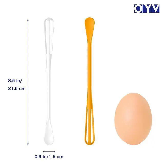 Alt view image 6 of 7 - 2-In-1 Mini Whisk and Spoon, Set of 2, 8.5-Inch, White/Yellow | Flexible And Lightweight, Comfortable Long Handle, Easy To Store, BPA-Free, For Eggs, Sauces, Coffee And Hot Chocolate