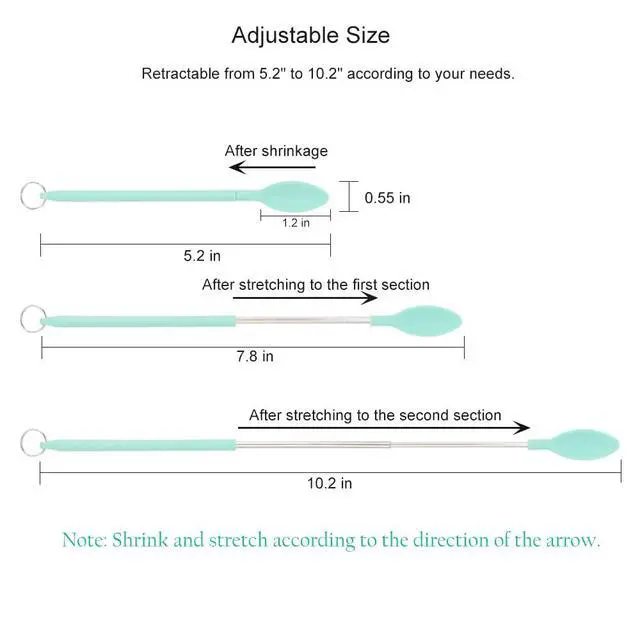 Alt view image 2 of 7 - Mini Silicone Spatula Set Stretchable Makeup Spatulas Small Scooper and Spoon 2-in-1Tiny Spatula for Kitchen Bottle Beauty Jar, Adjustable Size and Reusable, 3Pcs