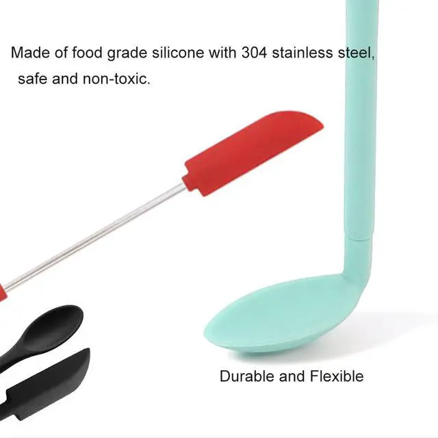 Alt view image 5 of 7 - Mini Silicone Spatula Set Stretchable Makeup Spatulas Small Scooper and Spoon 2-in-1Tiny Spatula for Kitchen Bottle Beauty Jar, Adjustable Size and Reusable, 3Pcs