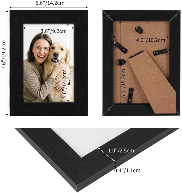 Alt view image 2 of 7 - Lavezee 4x6 Picture Frame Black for Tabletop or Wall Wide 4 x 6 Picture Frame for Photos, Artwork, and Family Memories Made of MDF