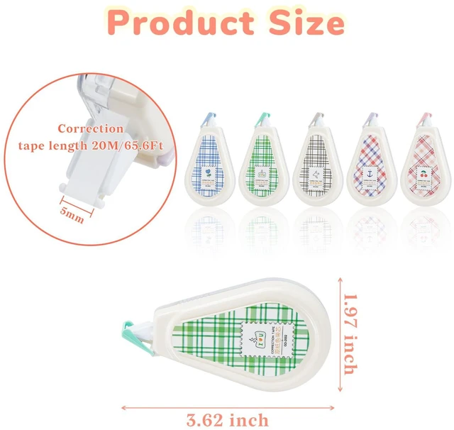 Alt view image 2 of 7 - Temiary 5 Pcs Aesthetic Beige Correction Tape, Smooth Tapes, Plaid Patterns | Quick Dry Beige Tapes for Instant Corrections, Easy to Use White Tape Out Applicator Set for Office Note Taking, Journalin