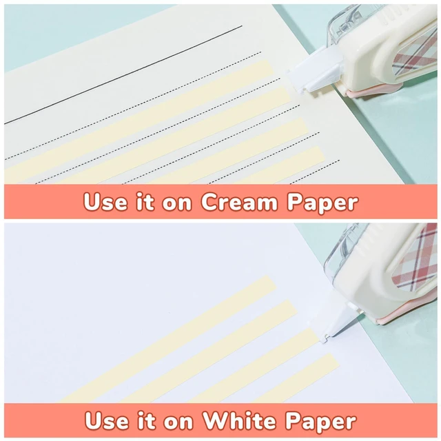 Alt view image 3 of 7 - Temiary 5 Pcs Aesthetic Beige Correction Tape, Smooth Tapes, Plaid Patterns | Quick Dry Beige Tapes for Instant Corrections, Easy to Use White Tape Out Applicator Set for Office Note Taking, Journalin