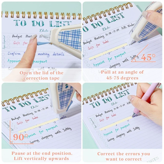 Alt view image 5 of 7 - Temiary 5 Pcs Aesthetic Beige Correction Tape, Smooth Tapes, Plaid Patterns | Quick Dry Beige Tapes for Instant Corrections, Easy to Use White Tape Out Applicator Set for Office Note Taking, Journalin