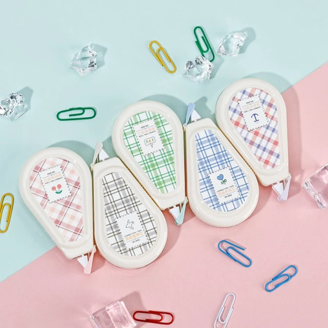 Alt view image 6 of 7 - Temiary 5 Pcs Aesthetic Beige Correction Tape, Smooth Tapes, Plaid Patterns | Quick Dry Beige Tapes for Instant Corrections, Easy to Use White Tape Out Applicator Set for Office Note Taking, Journalin
