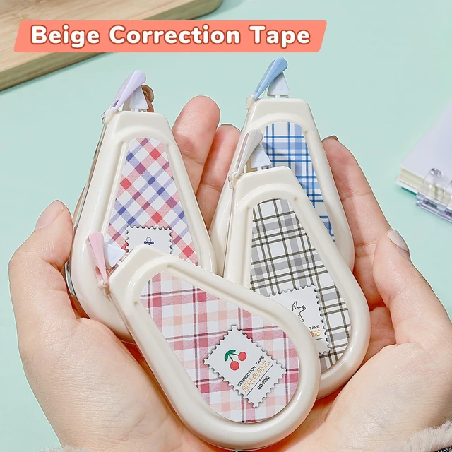 Alt view image 7 of 7 - Temiary 5 Pcs Aesthetic Beige Correction Tape, Smooth Tapes, Plaid Patterns | Quick Dry Beige Tapes for Instant Corrections, Easy to Use White Tape Out Applicator Set for Office Note Taking, Journalin