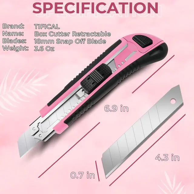 Alt view image 6 of 6 - 1Pack Box Cutter Retractable, Snap Off Utility Knife, Razor Knife | 18mm ultra sharp blade, quick change blade, box opener tool and exacto knife for DIY, office, arts, crafts, home and cartons