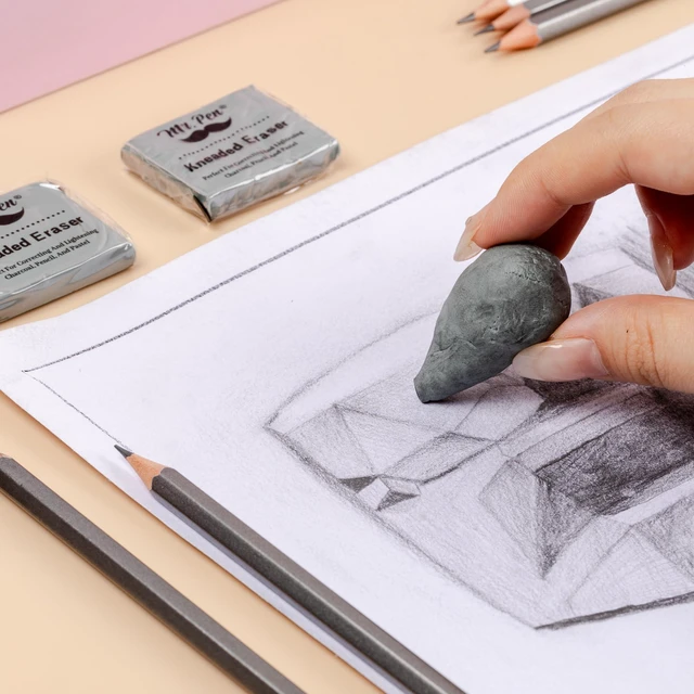 Alt view image 6 of 6 - Kneaded Erasers, 1.44" x 1.36", 3 Pack, Gray | Soft Moldable Art Erasers for Charcoal, Graphite & Pastel Drawing, Precision Highlighting, Smudge Control