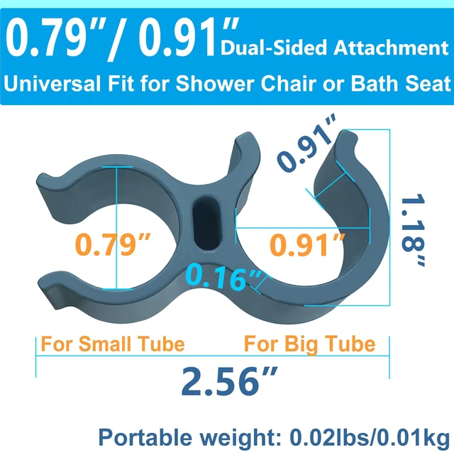 Alt view image 7 of 7 - Shower Chair Shower Head Holder Attachment for Bath Seat, Blue | Universal 0.79"-0.91" Fits Shower Chair Legs or Arms, Tool-Free Install, Holds Shower Head, for Bath Seat Stool Commode