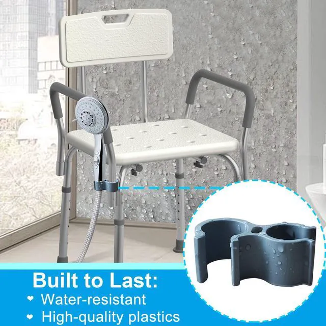 Alt view image 3 of 7 - Shower Chair Shower Head Holder Attachment for Bath Seat, Blue | Universal 0.79"-0.91" Fits Shower Chair Legs or Arms, Tool-Free Install, Holds Shower Head, for Bath Seat Stool Commode
