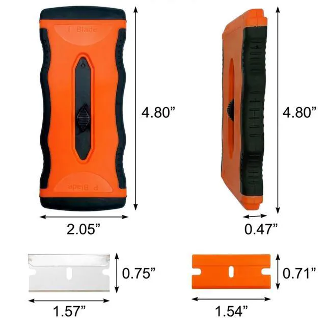 Alt view image 6 of 7 - 2-in-1 Razor Scraper, 20 Blades, Retractable, Multi-Surface | 2-in-1 retractable razor scraper, 10 metal & 10 plastic blades. Safe for glass cooktops, tile, paint, and sticker removal