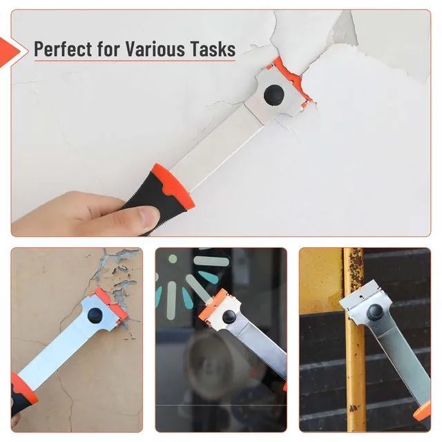 Alt view image 6 of 7 - Long Handle Razor Blade Scraper, Razor Scraper with Extra 10 Metal & 10 Plastic Blades, Razor Scraper, Window Scraper, Scraper Tool, Glass Scraper, Scraper Blades, Blade Scraper