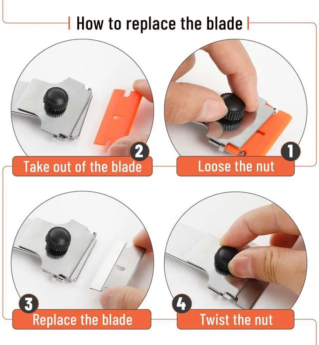 Alt view image 5 of 7 - Long Handle Razor Blade Scraper, Razor Scraper with Extra 10 Metal & 10 Plastic Blades, Razor Scraper, Window Scraper, Scraper Tool, Glass Scraper, Scraper Blades, Blade Scraper