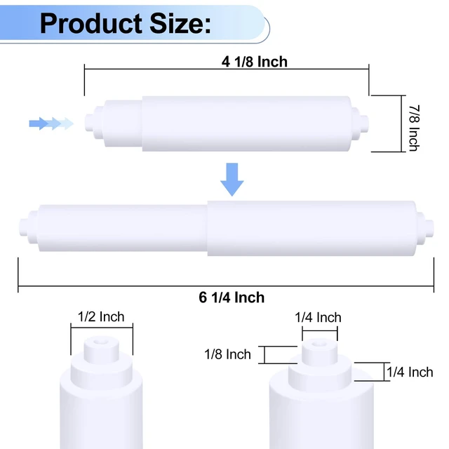 Alt view image 2 of 7 - 4 Pack Toilet Paper Holder Spring Rod, White Toilet Paper Roller Replacement, Plastic Toilet Paper Holder Replacement Rod
