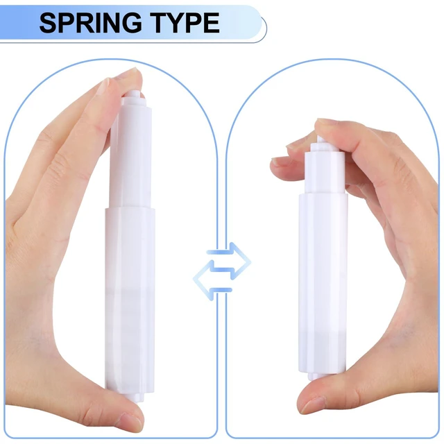Alt view image 3 of 7 - 4 Pack Toilet Paper Holder Spring Rod, White Toilet Paper Roller Replacement, Plastic Toilet Paper Holder Replacement Rod