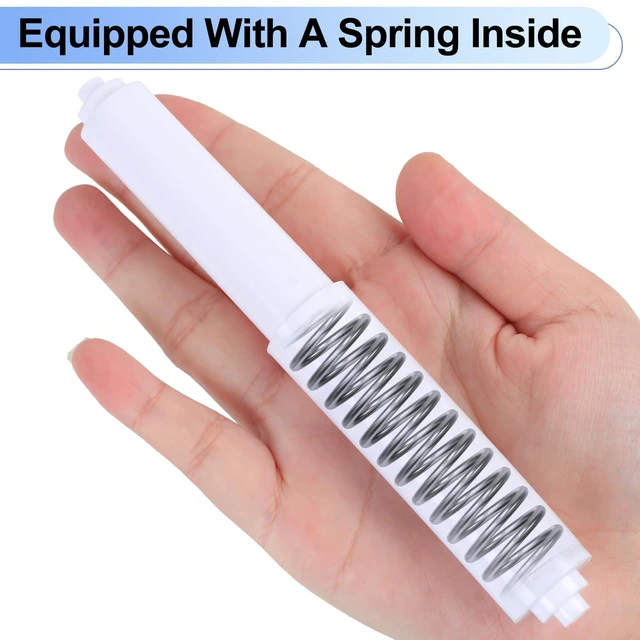 Alt view image 4 of 7 - 4 Pack Toilet Paper Holder Spring Rod, White Toilet Paper Roller Replacement, Plastic Toilet Paper Holder Replacement Rod