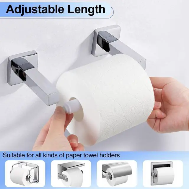 Alt view image 6 of 7 - 4 Pack Toilet Paper Holder Spring Rod, White Toilet Paper Roller Replacement, Plastic Toilet Paper Holder Replacement Rod