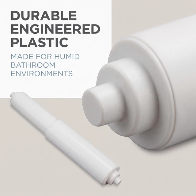 Main image of White Toilet Paper Holder, Toilet Paper Holder Roller Spindle Replacement Rod Plastic, Roller Replacement Plastic Spring Loaded, Paper Holder Insert 1 Piece