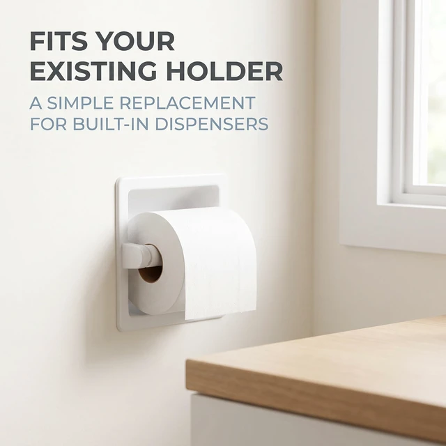 Alt view image 2 of 6 - White Toilet Paper Holder, Toilet Paper Holder Roller Spindle Replacement Rod Plastic, Roller Replacement Plastic Spring Loaded, Paper Holder Insert 1 Piece