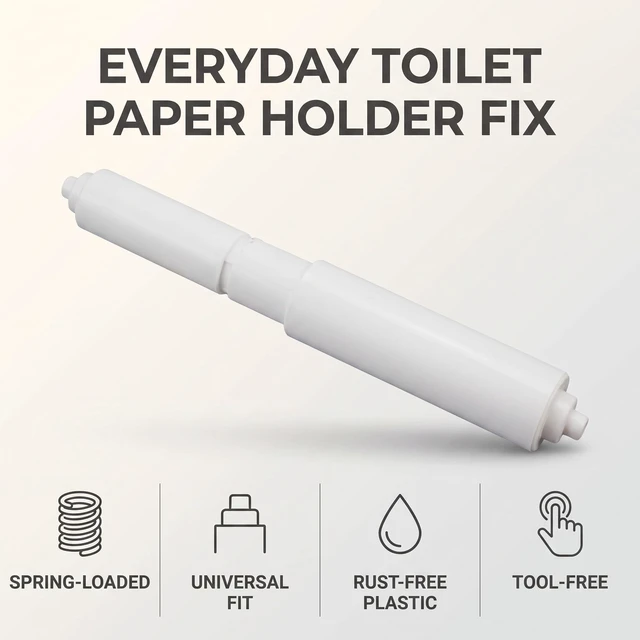 Alt view image 4 of 6 - White Toilet Paper Holder, Toilet Paper Holder Roller Spindle Replacement Rod Plastic, Roller Replacement Plastic Spring Loaded, Paper Holder Insert 1 Piece