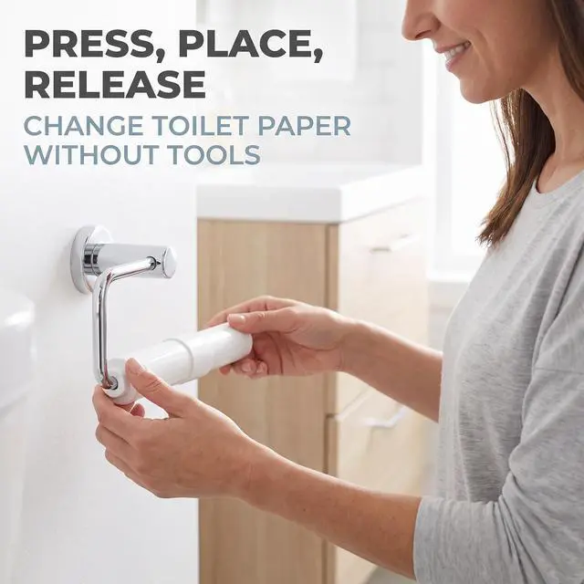 Alt view image 6 of 6 - White Toilet Paper Holder, Toilet Paper Holder Roller Spindle Replacement Rod Plastic, Roller Replacement Plastic Spring Loaded, Paper Holder Insert 1 Piece