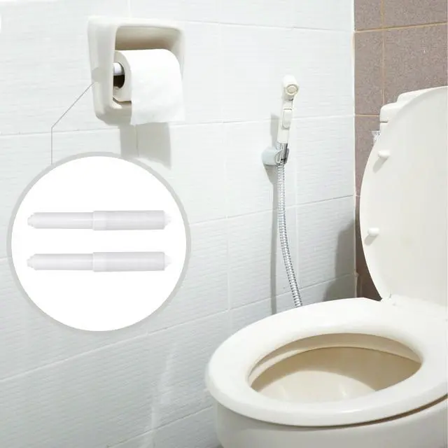 Alt view image 4 of 6 - 2 PCS Toilet Paper Holder, Replacement Roller for Bathroom, White | Plastic Toilet Paper Holder, Simple Installation, Spring Loaded Roller Replacement for Home