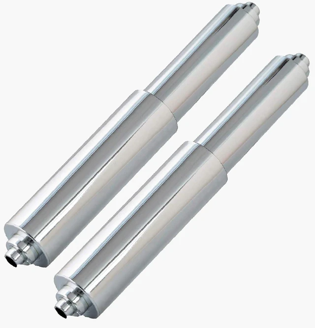 Main image of 2 Pieces Universal Plastic Spring Loaded Toilet Paper Holder Roller Replacement, Tapered Ends, Chrome (Silver)