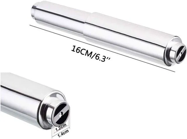 Alt view image 2 of 7 - Sliver Paper Toilet Holder Replacement Rod Toilet Paper Holder Roller Stainless Steel Spring Loaded Roller Spring Rod Bathroom Hardware