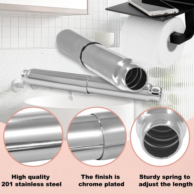 Alt view image 4 of 7 - Stainless Steel Toilet Paper Holder Replacement Rod, Silver | Universal Fit, Spring Loaded, Quick Release, TP Holder Roller Spindle