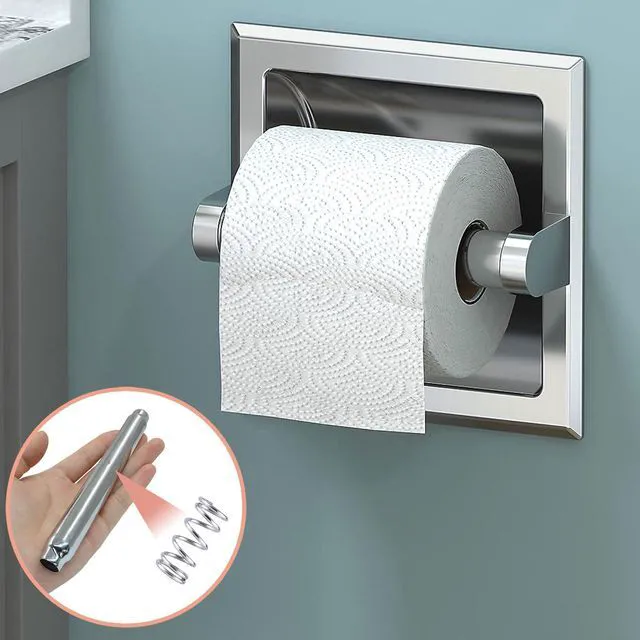 Alt view image 6 of 7 - Stainless Steel Toilet Paper Holder Replacement Rod, Silver | Universal Fit, Spring Loaded, Quick Release, TP Holder Roller Spindle