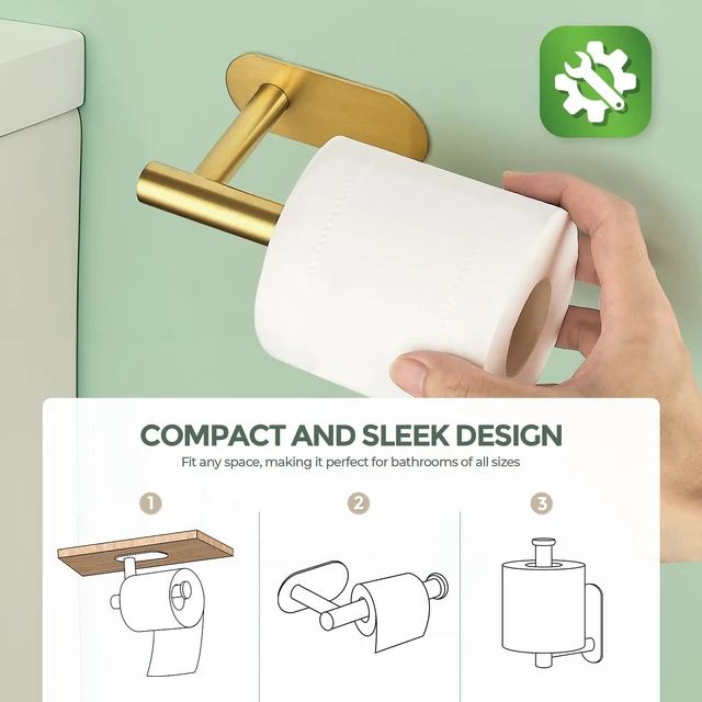 Alt view image 6 of 7 - Adhesive Toilet Roll Holder Stand,Toilet Paper Holder,1 Pack | SUS304 Stainless Steel, Rustproof Design, Easy Installation, No Drilling Tissue Holder,for Kitchen Bathroom Wall Mount