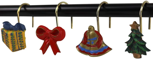 Alt view image 2 of 5 - Rust Resistant Decorative Shower Curtain Hooks Christmas