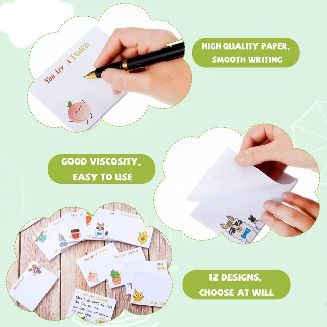 Alt view image 3 of 7 - 12 Pcs Inspirational Sticky Notes 3 x 4 Inch Employee Appreciation Notepad Gift Set Cute Positive Back to School Gift for Office Nurse Student Teacher Coworkers 480 Sheets Work Paper Studying Supplies