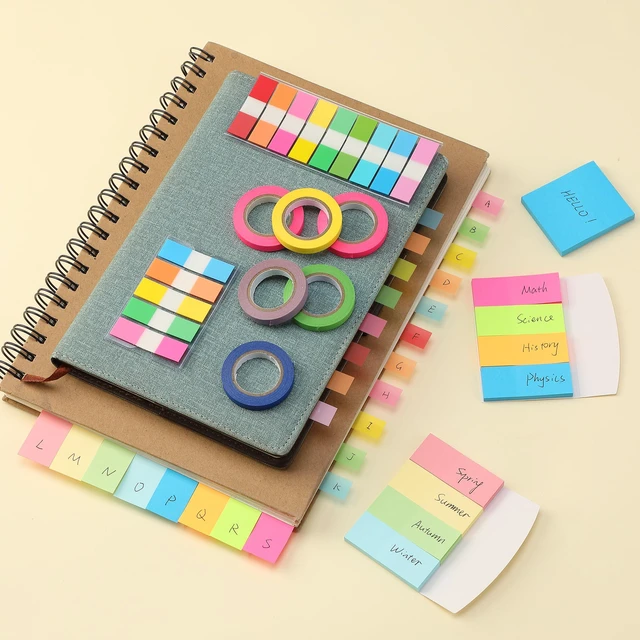 Alt view image 5 of 7 - Small Sticky Notes Set, Index Tabs, Highlighter Tape | Mini Self-Stick Sticky Pads for Bible Study, Office, School, Planning, Journaling & Organization