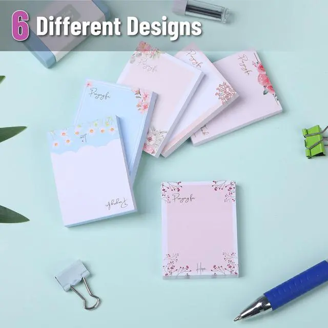 Alt view image 3 of 7 - Small Floral Sticky Notes, 1.5x2, 6 Pads, 360 Sheets | Mini Sticky Notes, Self-Stick Note Pads, Perfect for Office, School, Home, Study & Organization