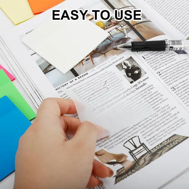 Alt view image 5 of 7 - 300 Sheets Clear Transparent Sticky Notes, Colorful Waterproof Notepad, Translucent Adhesive Memo Pads for Annotating Books, School & Office Supplies