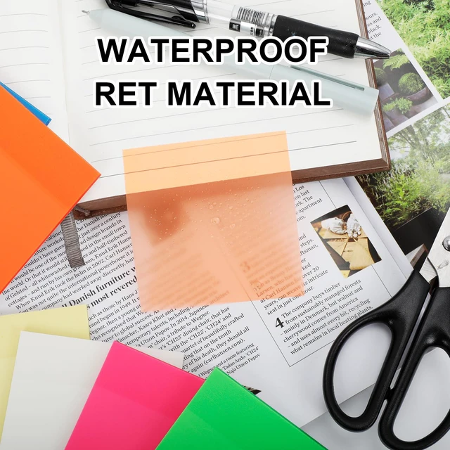Alt view image 4 of 7 - 300 Sheets Clear Transparent Sticky Notes, Colorful Waterproof Notepad, Translucent Adhesive Memo Pads for Annotating Books, School & Office Supplies