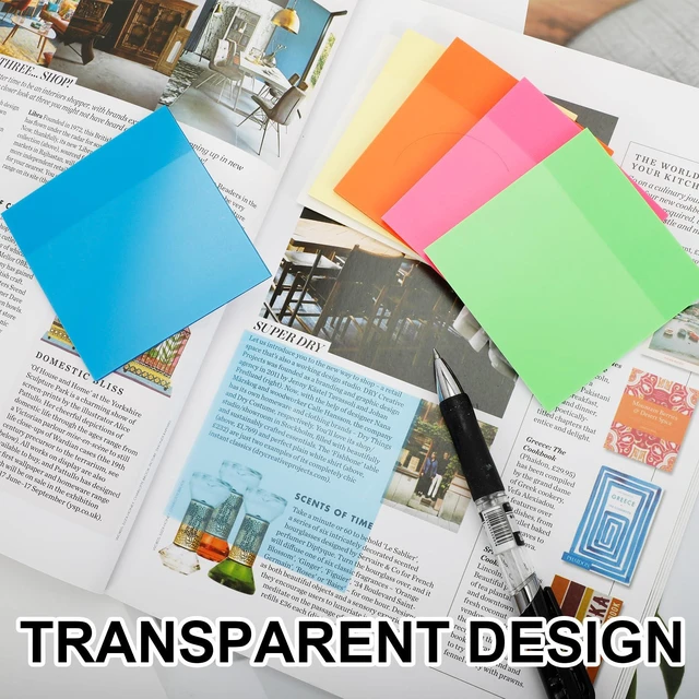 Alt view image 3 of 7 - 300 Sheets Clear Transparent Sticky Notes, Colorful Waterproof Notepad, Translucent Adhesive Memo Pads for Annotating Books, School & Office Supplies