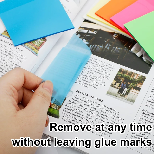 Alt view image 6 of 7 - 300 Sheets Clear Transparent Sticky Notes, Colorful Waterproof Notepad, Translucent Adhesive Memo Pads for Annotating Books, School & Office Supplies