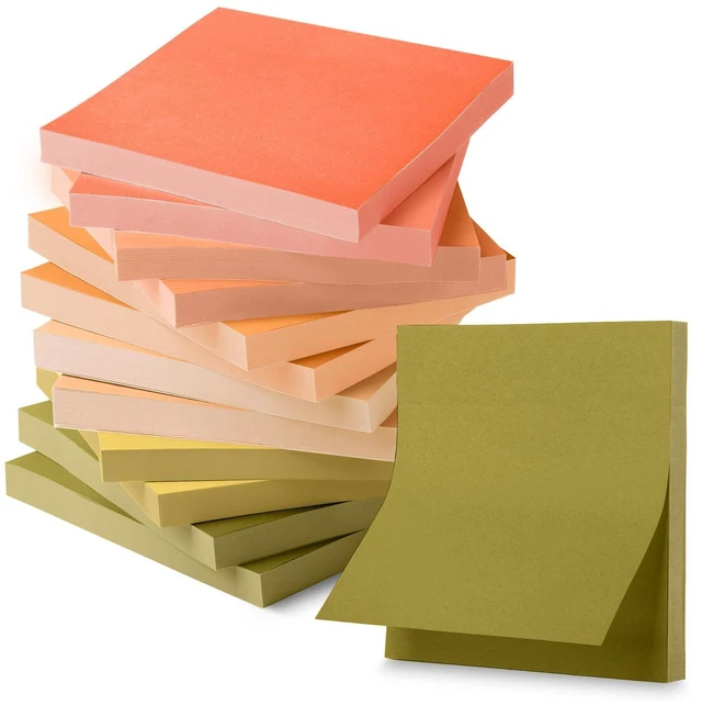 Main image of Sticky Notes, 3"x3", 12 Pads, 600 Sheets, Autumn Earth | Sticky Notes Bulk, Self-Stick Note Pads, Perfect for Office, School, Home, Study & Organization