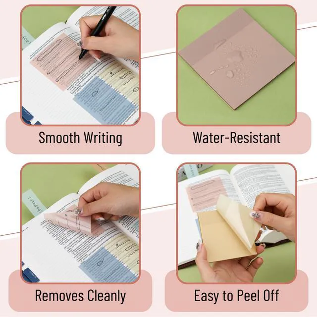Alt view image 5 of 6 - Transparent Sticky Notes, 18 Pads, 900 Sheets with Pen | Assorted Sizes, See Through Self-Adhesive Notes for Bible Journaling and Studying, Water-Resistant, Clean Removal