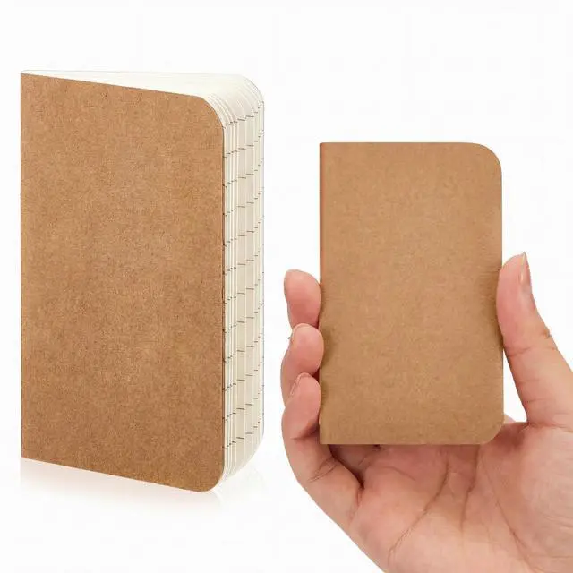 Main image of 1 Pcs Pocket Notebook Mini Journal 2.5" x 4" Kraft Paper Mini Notepad Bulk Softcover Pocket Notepad Memo Diary Subject Notebooks for Student Travel School (Brown,Brown Cover)