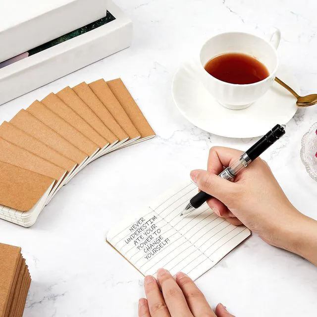 Alt view image 3 of 5 - 1 Pcs Pocket Notebook Mini Journal 2.5" x 4" Kraft Paper Mini Notepad Bulk Softcover Pocket Notepad Memo Diary Subject Notebooks for Student Travel School (Brown,Brown Cover)