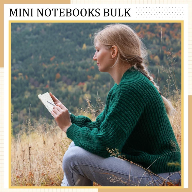 Alt view image 2 of 5 - 1 Pcs Pocket Notebook Mini Journal 2.5" x 4" Kraft Paper Mini Notepad Bulk Softcover Pocket Notepad Memo Diary Subject Notebooks for Student Travel School (Brown,Brown Cover)