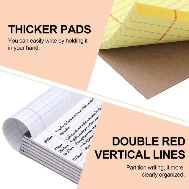 Alt view image 3 of 7 - 6 PCS Small Legal Pads 5x8 Yellow and White, Narrow Ruled Small Note Pads, Micro Perforated Writing Pad, College Ruled Legal Notepads 5x8 for Study, Office, To-Do Lists(30 Sheets/Small Notepad)