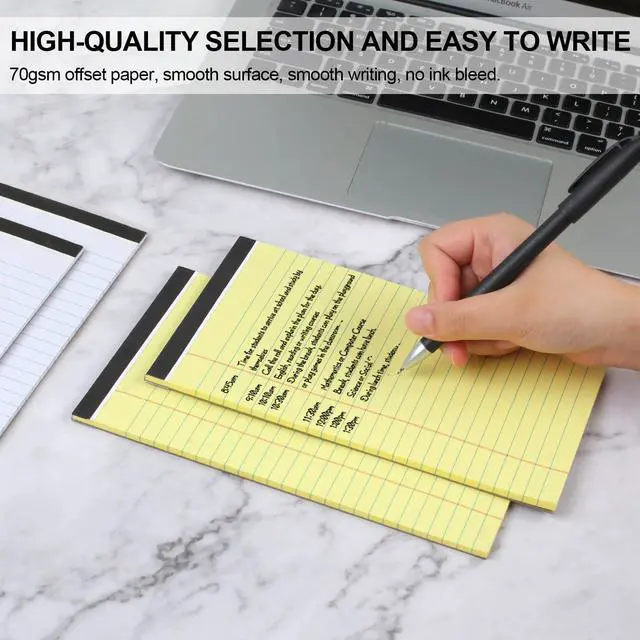 Alt view image 5 of 7 - 6 PCS Small Legal Pads 5x8 Yellow and White, Narrow Ruled Small Note Pads, Micro Perforated Writing Pad, College Ruled Legal Notepads 5x8 for Study, Office, To-Do Lists(30 Sheets/Small Notepad)