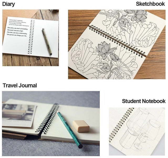 Alt view image 2 of 7 - Soft Cover Spiral Notebook Journal, Coofficer Blank Sketch Book Pad, Wirebound Memo Notepads Diary Notebook Planner with Unlined Paper, 100 Pages/ 50 Sheets, 7.5 "x 5.1" (Brown)