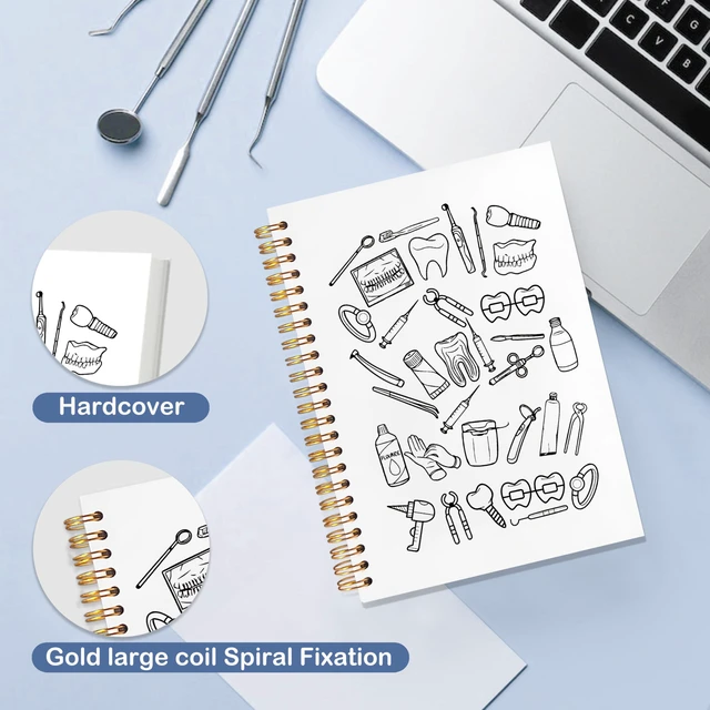 Alt view image 2 of 6 - Dentist Hygienist Dental Gifts Notebook Journal for Coworkers, Dental Assistant Office Gifts, Hardcover Spiral Notebook 5.5x8.3 Inch(White Dentist)