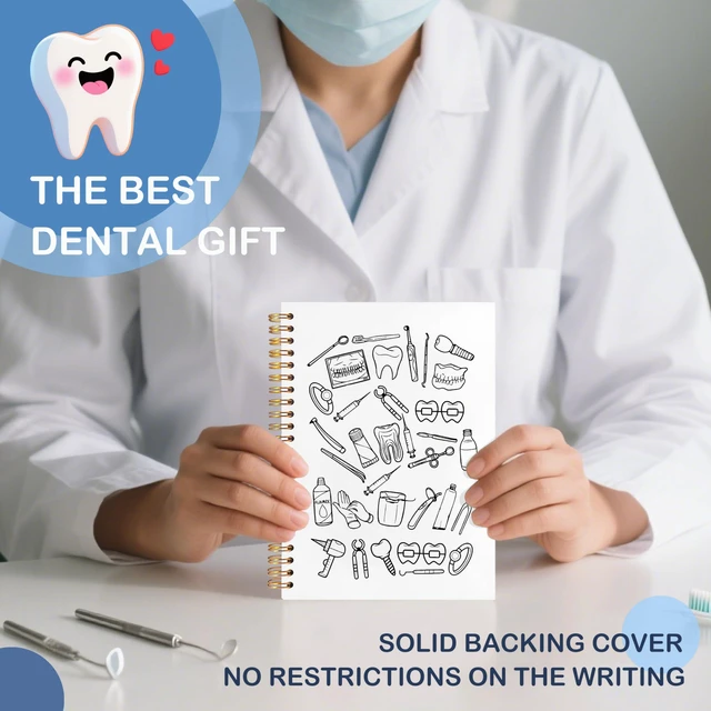 Alt view image 4 of 6 - Dentist Hygienist Dental Gifts Notebook Journal for Coworkers, Dental Assistant Office Gifts, Hardcover Spiral Notebook 5.5x8.3 Inch(White Dentist)